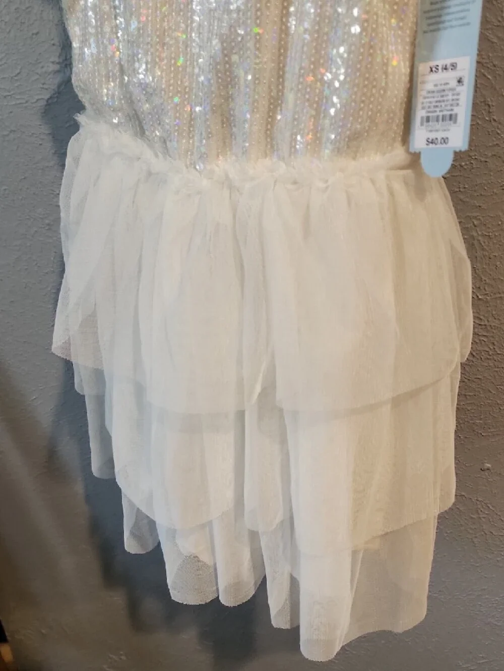 Cat & Jack White Sequin Tulle Party Dress- Size 4-5 (Girl) - Picture 6 of 6